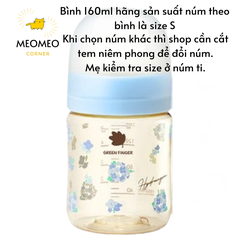 Bình sữa Green Finger Bebegrow PPSU Hàn Quốc size 160ml / 280ml núm ti mềm 2 van khí chính hãng Greenfinger - GREEN