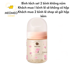 Bình sữa Green Finger Bebegrow PPSU Hàn Quốc size 160ml / 280ml núm ti mềm 2 van khí chính hãng Greenfinger - GREEN