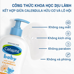 Sữa tắm gội Cetaphil Baby With Organic Calendula hoa cúc hữu cơ cho bé 400ml