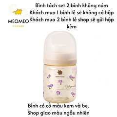 Bình sữa Green Finger Bebegrow PPSU Hàn Quốc size 160ml / 280ml núm ti mềm 2 van khí chính hãng Greenfinger - GREEN