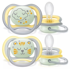 Ti giả / ty giả ngậm Avent Ultra Air dạ quang / phát sáng / phản quang cho bé