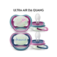 Ti giả / ty giả ngậm Avent Ultra Air dạ quang / phát sáng / phản quang cho bé