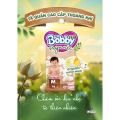 [CHÍNH HÃNG DIANA UNICHARM] Tã Quần Bobby Organic – Tặng Thêm 4 Miếng – Cotton Hữu Cơ, Thoáng Khí, Chống Tràn – Size M/L