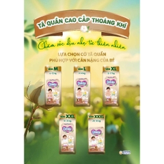 [CHÍNH HÃNG DIANA UNICHARM] Tã Quần Bobby Organic – Tặng Thêm 4 Miếng – Cotton Hữu Cơ, Thoáng Khí, Chống Tràn – Size M/L