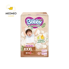[CHÍNH HÃNG DIANA UNICHARM] Tã Quần Bobby Organic – Tặng Thêm 4 Miếng – Cotton Hữu Cơ, Thoáng Khí, Chống Tràn – Size M/L