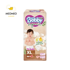 [CHÍNH HÃNG DIANA UNICHARM] Tã Quần Bobby Organic – Tặng Thêm 4 Miếng – Cotton Hữu Cơ, Thoáng Khí, Chống Tràn – Size M/L