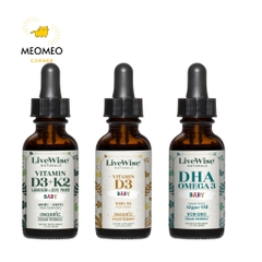 Vitamin D3+K2 D3K2 Livewise / OMEGA 3-DHA Livewise / D3 tinh khiết, D3 thuần cho bé