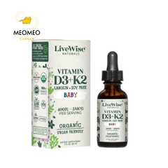 Vitamin D3+K2 D3K2 Livewise / OMEGA 3-DHA Livewise / D3 tinh khiết, D3 thuần cho bé