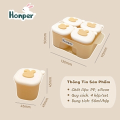 Set 4 hộp trữ đông silicone Honper 50ml
