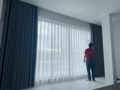 Rèm 2 Lớp Màu Xám Đậm + Voal trắng