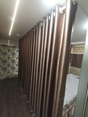 Rèm Vải Màu Nâu Cho SPA