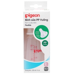QT Bình sữa nhựa Pigeon vuông cổ hẹp