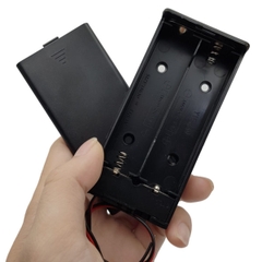 Đế pin 18650 đôi (2 cell nối tiếp) có nắp, công tắc, jack DC