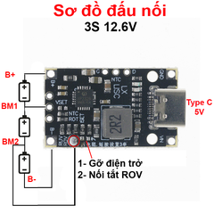 Mạch sạc type C cho pin 2s hoặc 3s lithium
