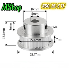 Puly - Bánh răng GT2 bản 6mm dành cho máy in 3D, CNC