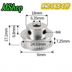 Puly - Bánh răng GT2 bản 6mm dành cho máy in 3D, CNC