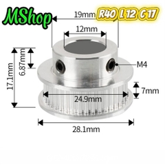 Puly - Bánh răng GT2 bản 6mm dành cho máy in 3D, CNC