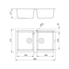 Chậu rửa đá Granite Nano Black Malloca K-45086