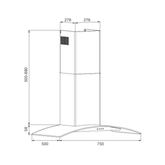 Máy hút mùi áp tường Malloca MC 750E