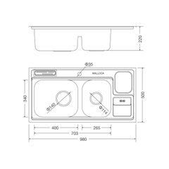 Chậu rửa chén Malloca MS 8809