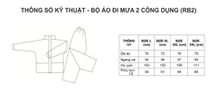 Bộ áo mưa RB2 (đi mưa - giữ ấm)