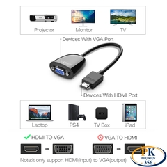 Cáp chuyển HDMI sang VGA full HD MM102 chính hãng Ugreen 40253 dài 20CM