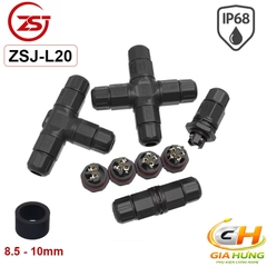 Đầu Cút Nối Chia Dây Điện Chống Nước IP68 3 Ngả Chữ T ZSJ L20T-2P Dùng Cho Dây 2.5mm²