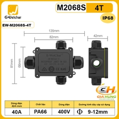 Hộp Nối Điện Chống Nước 2 Ngả IP68 E-Weichat EW-M2068S-2T Chính Hãng
