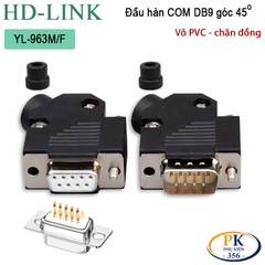 Đầu Jack Hàn COM DB9 Bẻ Góc 45 Độ Chân Đồng Vỏ Ốp Nhựa HD-Link YL-963M/F Cao Cấp