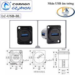 Nhân nối USB 3.0 âm tường lắp mặt máy Coraon LC-USB-BL - Cắm cạnh