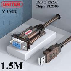 Cáp chuyển Serial USB sang RS232 cổng cái Unitek Y-105D chip PL2303 dài 1.5M