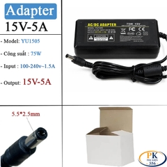 Nguồn DC Adapter 15V-5A 75W YU1505 chân nguồn 5.5×2.5mm