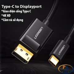Cáp chuyển USB type-C sang Displayport 4K@60Hz MM139 chính hãng Ugreen 50994 dài 1.5M