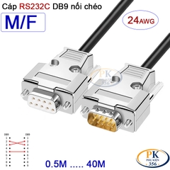 Dây cáp RS232C DB9 nối chéo 2 đầu đực - cái Null Modem 24AWG vỏ thép cao cấp 0.5M-40M