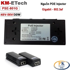 Bộ nguồn Adapter POE injecter 48V-56V 30W Gigabit chuẩn IEE802.3af KM-Etech PSE801G