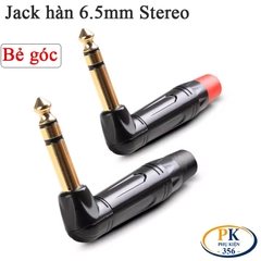 Đầu hàn jack 6.5mm stereo bẻ góc (90°) mạ vàng – Vỏ kim loại, dùng cho cáp 3–6mm