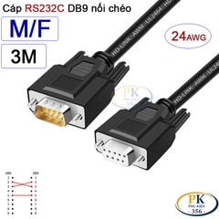 Dây cáp RS232C DB9 nối chéo 2 đầu đực- cái male - female Null Modem 24AWG vỏ PVC cao cấp 0.5M-40M