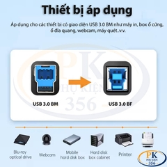 Cáp USB 3.0 BM chính hãng Jasoz D113 dài 1.5M 2M 3M dùng cho máy in màu HDD ổ cứng ngoài tốc độ cao