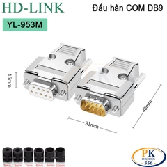 Đầu hàn DB9 chân đồng vỏ thép HD-Link YL-953M/F - Đầu nối RS232 DB9 chất lượng cao - DB9 connector
