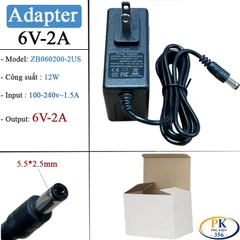 Củ nguồn DC Adapter 6V-2A 12W chân cắm tròn 5.5*2.5mm ZB060200-2US