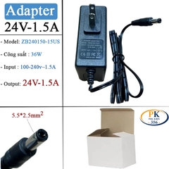 Nguồn DC Adapter 24V -2A 48W chân 5.5x2.5mm dây dài 1.5m ZB240200-20US
