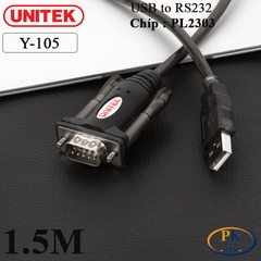 Cáp chuyển USB sang RS232 Serial Unitek Y-105 chip PL2303 dài 1.5M