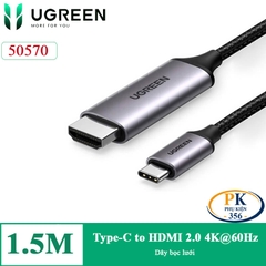 Cáp chuyển USB Type-C sang HDMI 2.0 chuẩn 4K@60Hz MM142 chính hãng Ugreen 50570 dài 1.5M