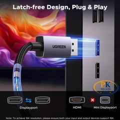 Dây cáp displayport 2.1 chuẩn 16K@30Hz 4K@240Hz DP118 chính hãng Ugreen 15383 dài 1M