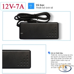 Adapter DC 12V 7A 84W YU1207 – Nguồn Ổn Định, Jack 5.5×2.5mm, Chống Nhiễu