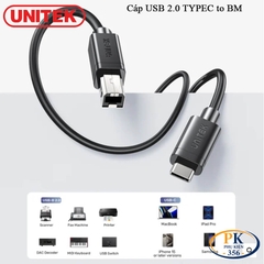 Dây Cáp Máy In USB 2.0 Type-C Sang USB Type-B Unitek C4088BK – Dùng Cho Máy In, Sound Card, MIDI