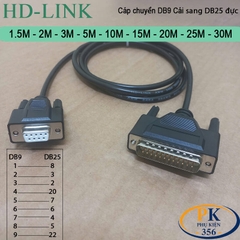 Cáp chuyển DB9 cái sang DB25 đực dùng cho máy in thường DB9F to DB25M dài 1M đến 30M