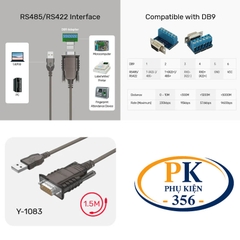 Cáp chuyển Serial USB sang RS422/RS485 Unitek Y-1083 dài 1.5M chính hãng