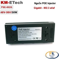 Bộ nguồn Adapter POE injecter 48V-56V 30W Gigabit chuẩn IEE802.3at/af KM-Etech PSE802G