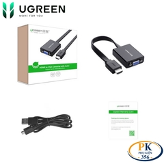 Cáp chuyển HDMI sang VGA audio full HD MM103 chính hãng Ugreen 40248 dài 20CM